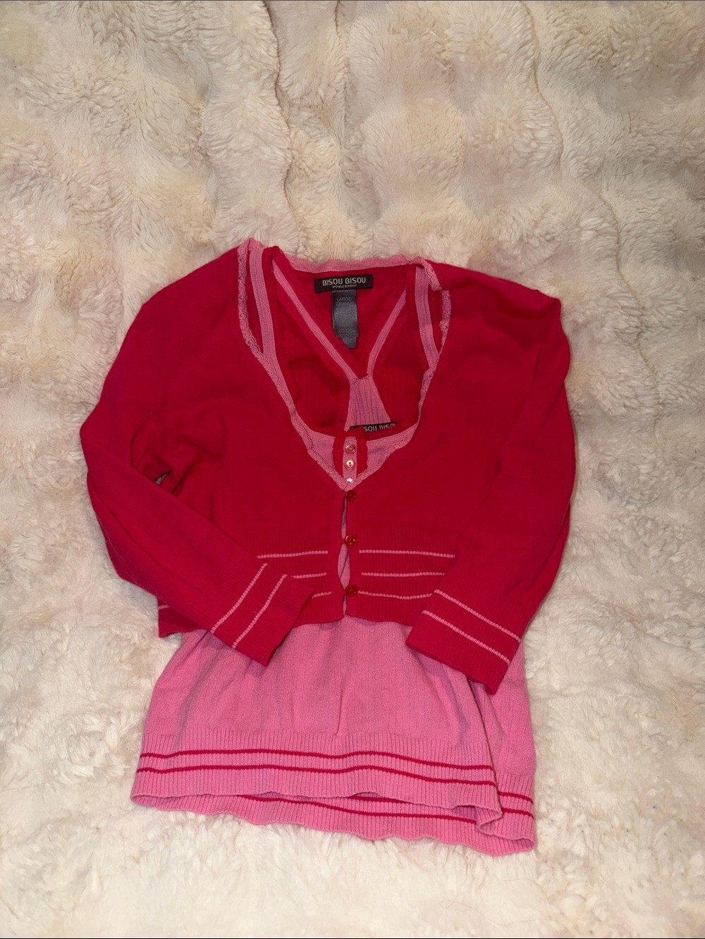 Adorable Y2K cardigan and lace lined tank